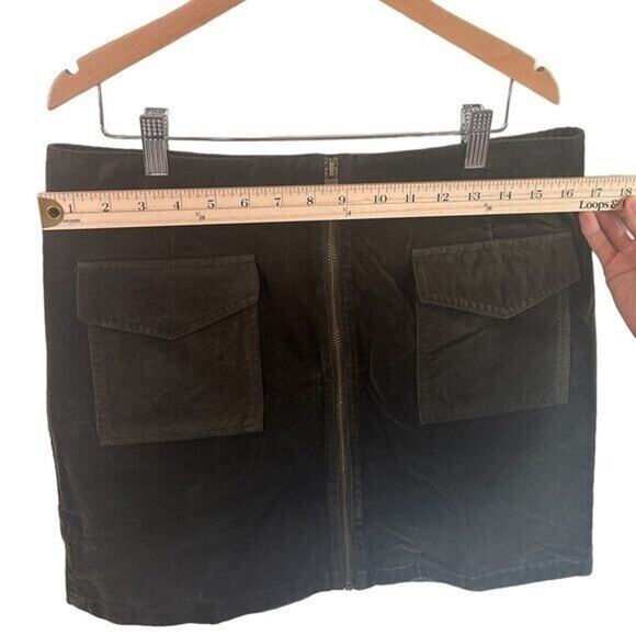 Vince Camuto Womens Olive Corduroy A-Line Skirt Size 12P Zip Pocket Fall - Picture 13 of 13